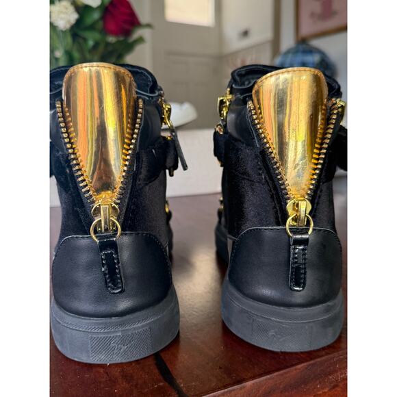 Giuseppe Zanotti Coby High top zip lace up sneakers black velvet size 42 men main image 5
